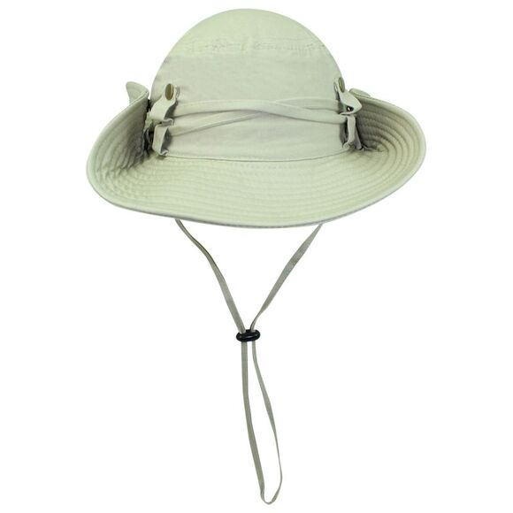 Safari Style Cotton Hat With Chin Cord & Side Snaps - Picture 8 of 8